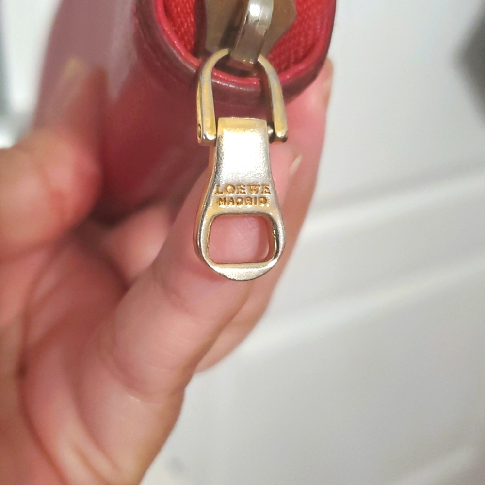 LOEWE Zip Around Long Wallet Pink/Red Anagram Leather Wallet - Picture 6 of 15